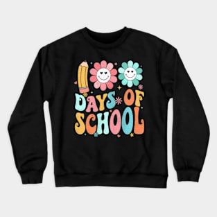 Groovy Happy 100Th Day Of School 100 Days Smarter Crewneck Sweatshirt